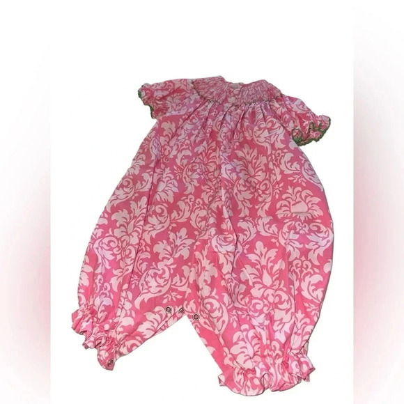 Southern Sunshine Christmas Tree Smocked Romper. Size 9m - Picture 2 of 9